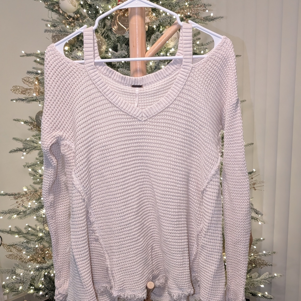 Free People Strappy Shoulder Knit Sweater